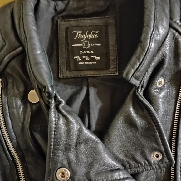 Zara Black Leather Moto Jacket - Picture 5 of 12